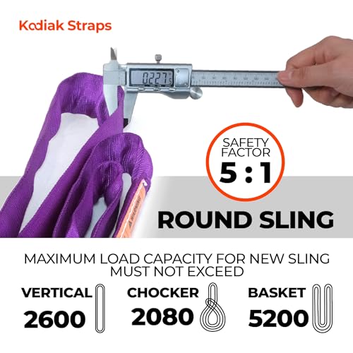 Endless Round Sling Lifting Strap- 4 Feet x 2600 lbs Vertical Capacity - Polyester Lifting Sling Strap, Heavy Duty for Rigging Moving Towing Hoisting- (1Pack)- Kodiak Straps - color: PURPLE, size: 2600LBS x 4FT