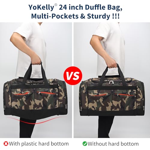 24 inch Large Gym Bag for Men - 65L Hard Bottom Duffle Bag with Shoes Compartment for Sport/Travel - Camo - color: Camouflage
