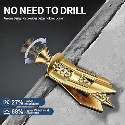 200PCS Drywall Anchors and Screws Kit, 100 Self Drilling Sheetrock Anchors and 100 Heavy Duty Wall Fasteners, Hollow Wall Anchors for Hanging Shelves, Picture Frames, Cabinets and Home Décor
