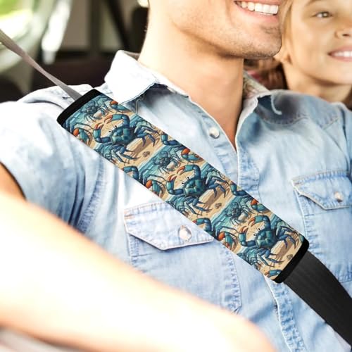 1 Pair Universal Soft and Comfortable Car Seat Belt Pad for Girls and Boys, Most Cars, Coastal Crabs Harness Pads Strap, Neck and Shoulder Support - color: Pattern 143