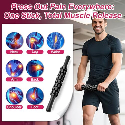Muscle Roller Stick, Muscle Roller, Liposuction Massage Roller for Lymphatic Drainage, Massager Stick for Relief Muscle Soreness, Trigger Points, Help Exercise Runner Legs, Back Recovery - color: Black