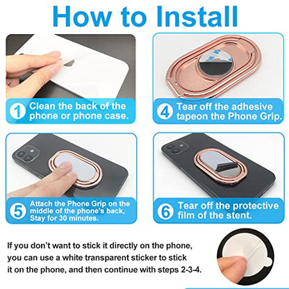 Cell Phone Ring Holder Finger Kickstand, CLZWiiN Foldable 360° Rotation Cellphone Stand for Desk, Office Desktop, Magnetic Car Mount, Metal Multi-Angle for Phone Back Grip (Rose Gold) - color: Rose Gold