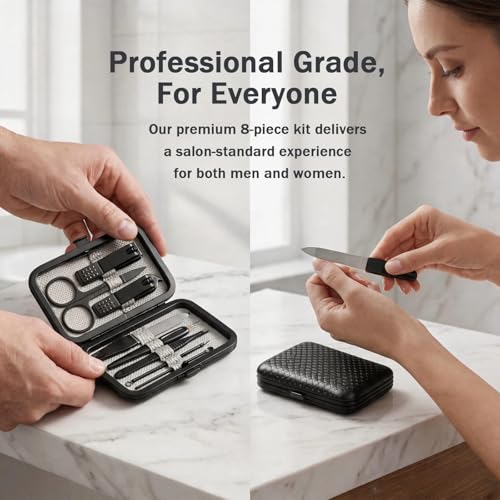 8-Pc Manicure Set,Stocking Stuffers for Men,Teen Boy,Gift Ideal for Husband | Nail Care Tools Support Fingernail, Toenail,Cuticle Grooming,Christmas Surprise for Boyfriend or Dad