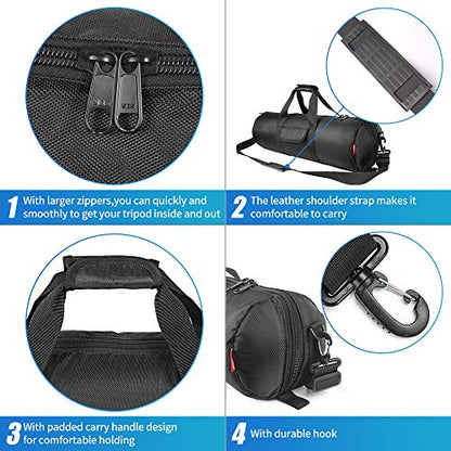 HEMMOTOP Tripod Bag, 25.6x7in Tripod Carrying Case Heavy Duty with Two Zippered Pockets, All Sides Thick Padded Light Stand Bag with Shoulder Strap and Handle for Pool Cue, Speaker Stand -R06518 - size: 25.6" L x 7" D