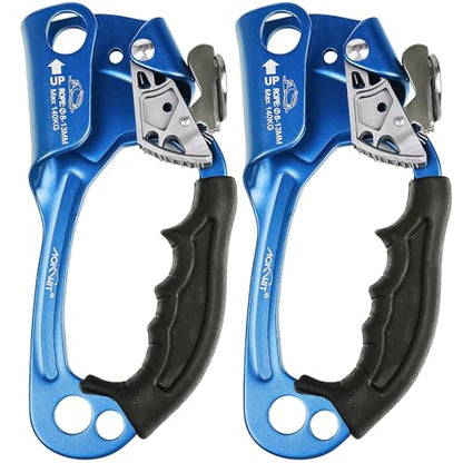 UIAA & CE Certified Rope Ascender Aluminum Alloy Rock Climbing Gear Strong Rigging Rappelling Equipment for Rock Tree Climbing Arborist Rescue Mountaineering Caving - color: Right Hand Blue 2