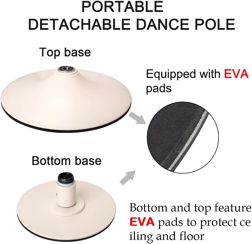 360° Rotating Silicone Dance Pole Removable Stripper Pole Stripper Pole Fitness Gym Equipment 7.2-9 FT for Home Fitness, Exercise, Bars, Gyms, Parties(White)