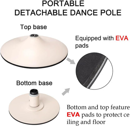 360° Rotating Silicone Dance Pole Removable Stripper Pole Stripper Pole Fitness Gym Equipment 7.2-9 FT for Home Fitness, Exercise, Bars, Gyms, Parties(White)