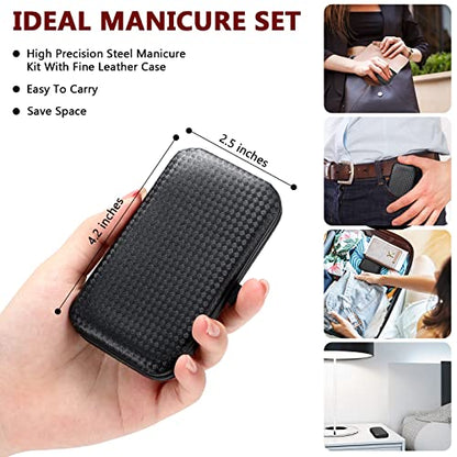 Geosar 12 Sets Manicure Set Nail Clippers Pedicure Kit 8 in 1 Grooming Stainless Steel Kits Nail Care Tools with Travel Case for Employee Coworker Teachers Nurse Gifts(Red Background) - color: Red Background