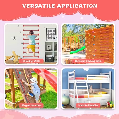 SELEWARE 30" Red Playground Ladder Handle Metal Playset Handles Grab Bars | 500LB 2Pcs Heavy Duty Steel Kids Playground Handles for Indoor/Outdoor Ladder Handrail Swing Set Treehouse Rock Climbing Wall - color: D: red-30"-2 Pcs