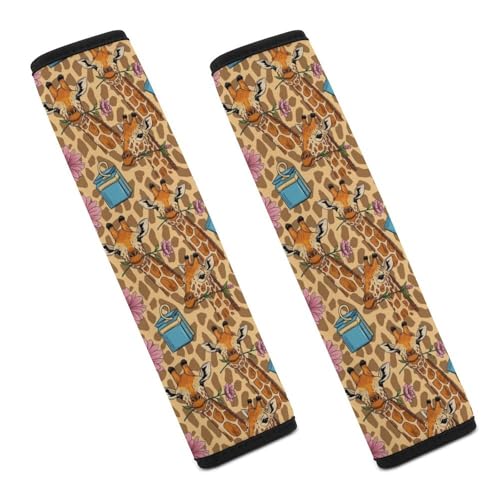 Breathable Giraffe Floral Seat Belt Cover for Elderly Support, All Vehicles, 2 Pack Automotive Seat Belt Protector Comfortable Driving - color: Pattern 780
