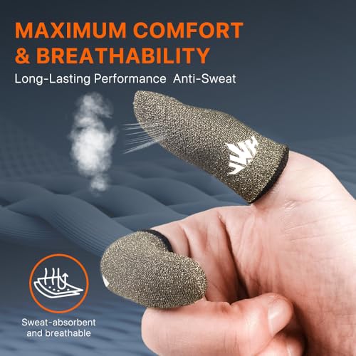Jwh Ultra Thin Pure Silver Fiber Mobile Phone Gaming Accessories Finger Thumb Sleeves,Breathable,Silky,6 Pack Guantes para Dedos Gamer,Dedales Gamer Profesionales,Finger Gloves,for Pubg Gaming Cots - color: Silver（6pack）