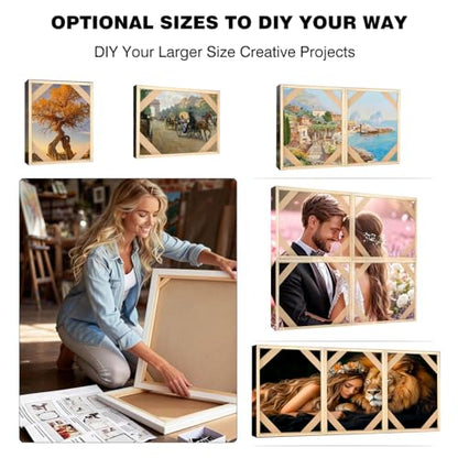 DIY Wood Canvas Stretcher Bars Kit, 1.25" Gallery Depth, 14" x 14" | Gallery wrapped canvas frame kit for oil painting and prints, sturdy wooden wall art frame, easy assembly, made in USA - size: 14"x14"