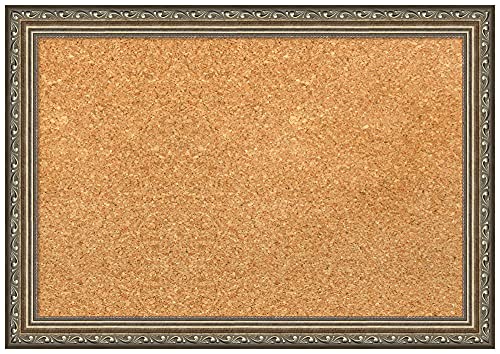 Amanti Art Natural Cork Board for Wall, 14x20 Vision Board with Silver Wood Frame, Small Corkboard Office Decor for Home Organization, Traditional Corkboard Pinboard to Display Items for Home - size: 20" x 14"