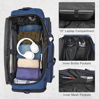 G4Free 3-in-1 Travel Duffle Bag for Men and Women, 50L Large Gym Sports Bags Tactical Military Duffle Backpack with Shoes Compartment and Wet Pocket (Navy) - color: Navy