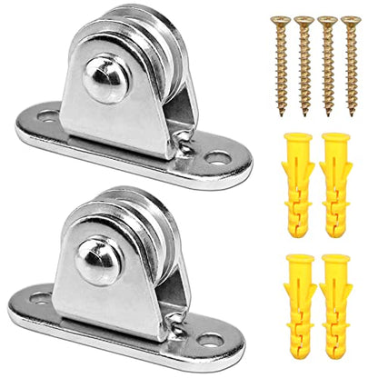 Small Pulley Block Silent Wall Ceiling Mount Pulley with Bearing Fixed Pulleys Wheel Loading 175 lb for Cord, Material Handling and Moving (2 PCS)