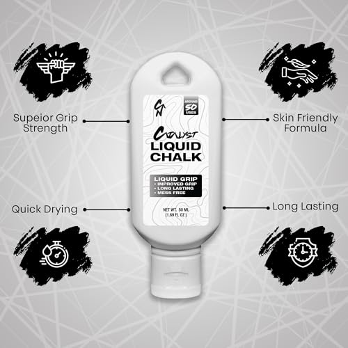 Liquid Chalk for Weightlifting – Gym & Climbing Chalk, Quick Dry Grip Enhancer, Mess-Free & Sweat-Resistant, Long Lasting Chalk for Gymnastics, Crossfit, Pole Fitness & Lifting