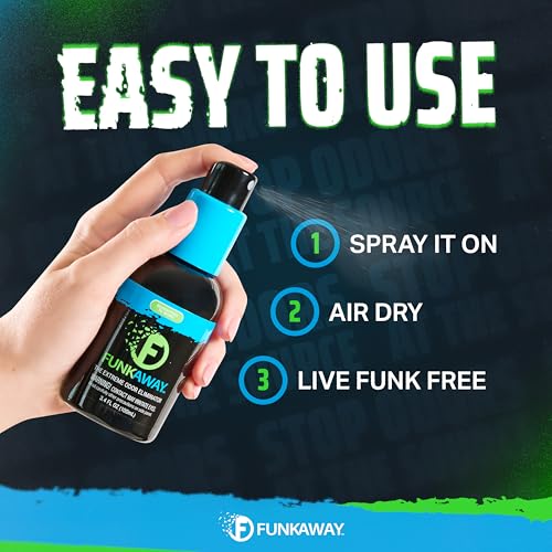 FunkAway Odor Eliminator Spray for Shoes, Clothes and Gear, 3.4 oz., Non-Aerosol; Mini Size for Travel, Ideal for Gym Bag, Purse, Locker or Suitcase - size: 3.4 Ounce (Pack of 1), style: Travel Size