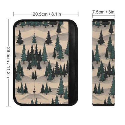2PCS Nature Woodland Mountain Print Western Pine Trees Car Seat Straps Shoulder Pads Universal Soft and Comfortable Seat Belt Covers Cushion for Child, All Vehicles, Shock Absorption - color: Pattern 88