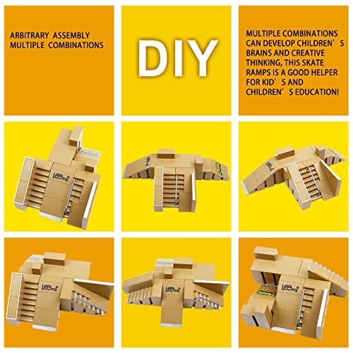Skate Park Kit, Bigger Skate Park Kit Ramp Parts for Finger Skateboard Fingerboard Ramp Skate Park Kit Part Training Props with 3 Finger Decks 2 Finger Bike A Pair Skates Scooters - color: 8pcs