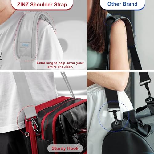 ZINZ 75" Shoulder Strap with Fixed Pad and Dual Balanced Buckles，Gray - color: Gray