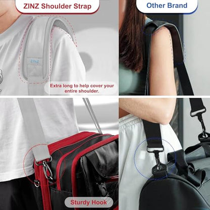ZINZ 75" Shoulder Strap with Fixed Pad and Dual Balanced Buckles，Gray - color: Gray