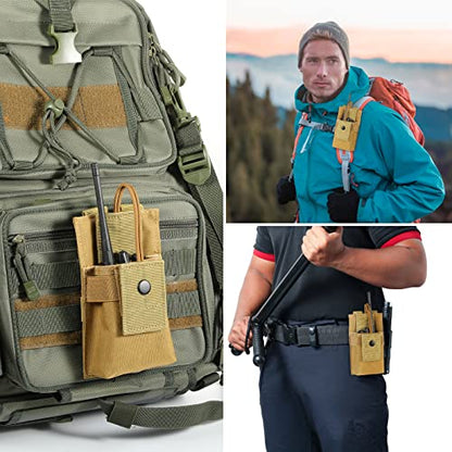 FRTKK Tactical Radio Holder Radio Holster Molle Radio Pouch Universal Radio Case Military Heavy Duty Radio Bag for Police Firefighter Two Ways Walkie Talkies Vest (Tan-large) - color: Tan-large