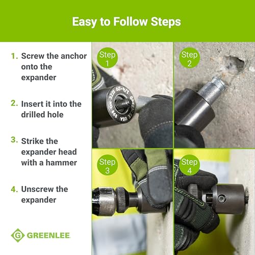Greenlee 868 Screw Anchor Expander for Caulking Anchor Size 1/4-20, Heavy-Duty Screw Anchor Expanding Tool - size: Belt Size 1/4-Inch to 20