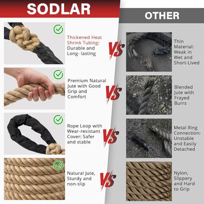 Climbing Rope Gym Workout - 10FT 15FT 20FT 25FT 30FT 35FT Heavy Duty Jute Thick Ropes for Adults Strength Training Outdoor Tree Swing Indoor Home Fitness Exercise - 1.5 Inch - size: 15FT