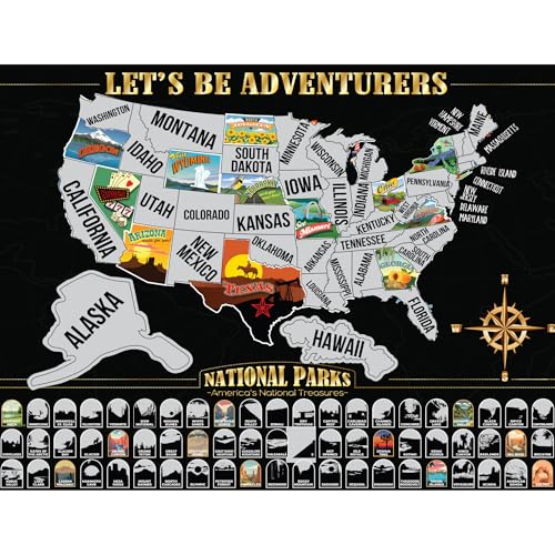 Jabihome Scratch Off Map of United States, Wood United States Map with Push Pins, Gifts for Him, US Maps for Travel Gift for Men, Office Wall Decor, Home Decor, Best Travel Gifts (Scratch-Off Maps) - size: Scratch-Off Map