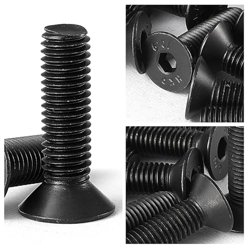 M8-1.25 x 80mm Flat Head Hex Socket Cap Screws Countersunk Bolts, 10.9 Grade Alloy Steel, Black Oxide Finish, Allen Hex Drive, Metric Fully Threaded, 10PCS - size: M8-1.25 x 80mm(10PCS)