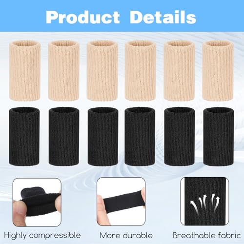 20 PCS Compression Finger Sleeves, Elastic Finger Sleeves for Arthritis, Sport Fingers Sleeve Protectors for Basketball Golf (Black+Nude)