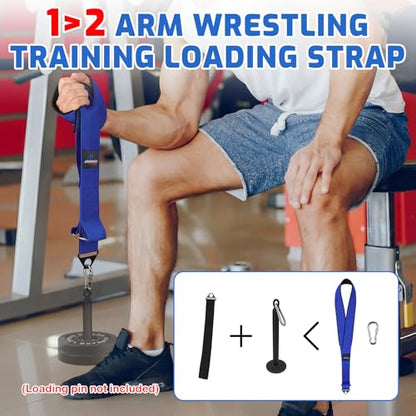 2 In 1 Arm Wrestling Training Strap Belt with Neoprene Padded | Hand Grip Arm Finger Wrist Forearm Strength Weight Workouts Equipment Suitable for Barbell Plates Home and Gym Training