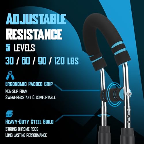 Twister Arm Trainer for Men & Women – Adjustable Chest Expander & Arm Strength Trainer, Home Gym Equipment for Body Workout, Chest Trainer with 2 Springs, Finger Stretcher & Workout Gloves - size: 30/60/90/120