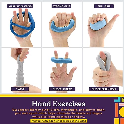 Special Supplies Therapy Putty for Kids and Adults - Resistive Hand Exercise Stress Relief Therapy Putty Kit, Set of 4 Strengths, Three Ounces of Each Putty - color: Ocean Colors