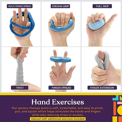 Special Supplies Therapy Putty for Kids and Adults - Resistive Hand Exercise Stress Relief Therapy Putty Kit, Set of 4 Strengths, Three Ounces of Each Putty - color: Ocean Colors
