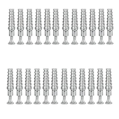 24-Piece Hollow Wall Expansion Screw Set with Screws, Loose Hinge Hole Repair Tool, Suitable for Concrete, Hollow Walls, Wood, and Hinge Hole Repairs (6x32mm) (Silver) - color: Silver
