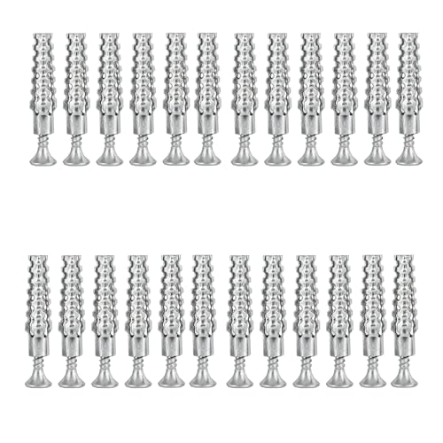24-Piece Hollow Wall Expansion Screw Set with Screws, Loose Hinge Hole Repair Tool, Suitable for Concrete, Hollow Walls, Wood, and Hinge Hole Repairs (6x32mm) (Silver) - color: Silver