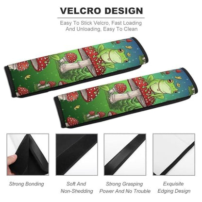 2 Pack Soft Padded Seat Belt Cover for Girls and Boys, All Vehicles, Mushroom Frog Harness Pads Strap, Anti-Slip Pad - color: Pattern 473