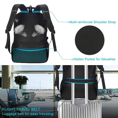 Travel Business Laptop Backpack for 18.4in PC with Shoe Compartment USB Charging Port,Sport Gym Bag for College Hiking Camping,Waterproof School Bookbag for Men Women Boys,Black - size: 18.4in