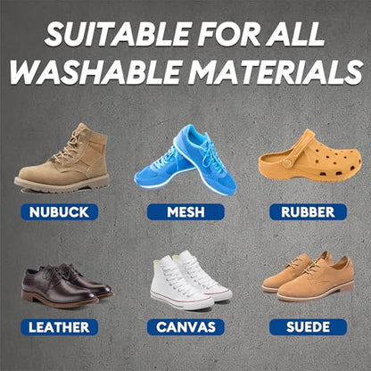 Shoe Cleaner Kit for Sneakers with 3 Brushes and Foam Bottle, 10.6 oz | Deep Cleaning for White Shoes, Leather, Suede, Nubuck, Canvas, Mesh, Boots, Midsoles and Soles