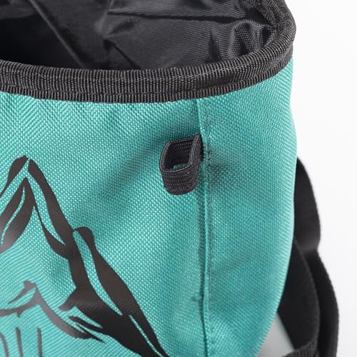 Chalk Bag for Rock Climbing – Chalk Pouch with Zippered Pocket, Brush Holder, Fleece Lining & Drawstring Closure – Turquoise Bag