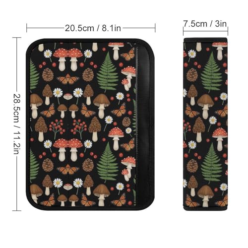 Universal Fit Seat Belt Shoulder Pad for Kids, Car Seats Pushchair Strollers High Chair Pushchair, 1 Pair Mashroom Print Flower Automotive Seat Belt Protector - color: Pattern 927