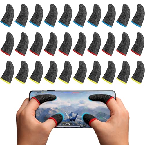 Geyoga 40 Pieces Gaming Finger Sleeve for Thumb Sleeves Mobile Gaming Finger Protector(Multiple Colors) - color: Simple Colors