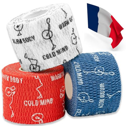 WARM BODY COLD MIND 1.85” Weightlifting Thumb Tape - Hook Grip Tape for Powerlifting, Cross Training, Gym Tape, Workout, Weight Lifting Tape, Athletic Finger Wrap (3 Rolls Mix - Flags Edition (FR)) - color: 3 Rolls Mix - Flags Edition (FR)