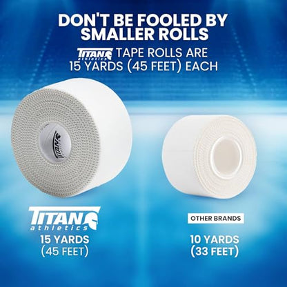 24 Pack White Athletic Tape (45ft Rolls) - Athletes Trainers Injuries & First Aid - Premium Medical Sports Tape - Wrap & Support Ankles & Wrists - Easy Tear Design with Zinc Oxide & No Sticky Residue - color: White - 24 Pack