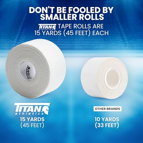 12 Pack White Athletic Tape (45ft Rolls) - Athletes Trainers Injuries & First Aid - Premium Medical Sports Tape - Wrap & Support Ankles & Wrists - Easy Tear Design with Zinc Oxide & No Sticky Residue - color: White - 12 Pack