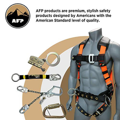 AFP 6FT Double Leg Internal Shock Absorbing Safety Fall Protection Lanyard with Dual Aluminum Pelican Rebar & Steel Snap Hook | Heavy-Duty Webbing | OSHA & ANSI Rated (Aluminum)
