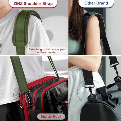 ZINZ 75" Shoulder Strap with Fixed Pad and Dual Balanced Buckles，Army Green - color: Army Green