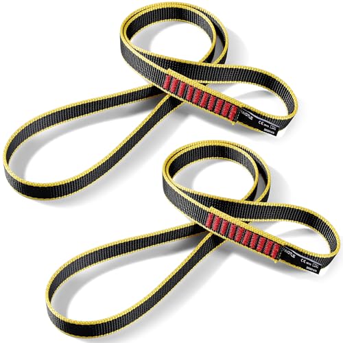 20mm Nylon Climbing Sling Runner 22kN / 4950lbf CE UIAA Certified | Rock Climbing Webbing Straps for Outdoor Climbing, Rappelling, Swing, Mountaineering & Emergency Anchoring - size: 20MM+60CM (2pcs)