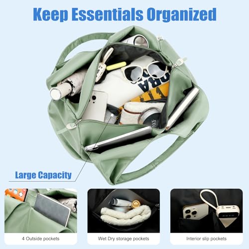 Forestfish Yoga Gym Bag For Women With Shoes Compartment & Wet Dry Storage Pockets Lightweight Duffel Bag, Green - color: Green
